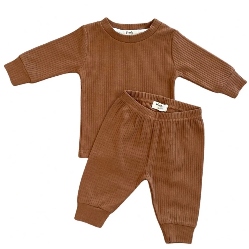 COGNAC | Ribbed organic baby toddler two-piece set